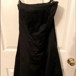 Express Black Satin Strapless Cocktail Dress